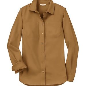 DULUTH TRADING CO cider brown Blue Ridge moleskin stretch button up top XS